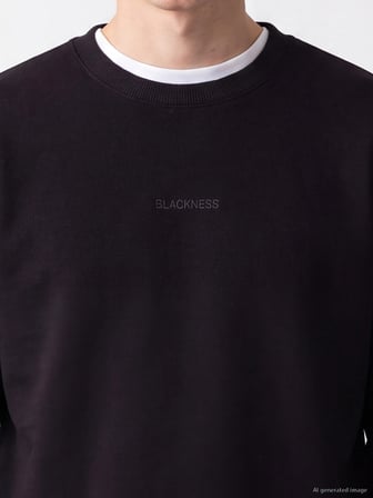 XSIDE Siyah Bisiklet Yaka Baskılı Erkek Sweatshirt