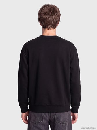 XSIDE Siyah Bisiklet Yaka Baskılı Erkek Sweatshirt