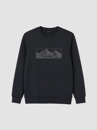 LCWAIKIKI Classic Antrasit Bisiklet Yaka Baskılı Erkek Sweatshirt