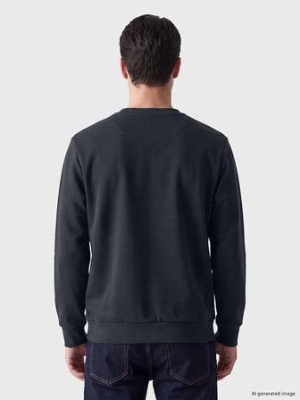 LCWAIKIKI Classic Antrasit Bisiklet Yaka Baskılı Erkek Sweatshirt