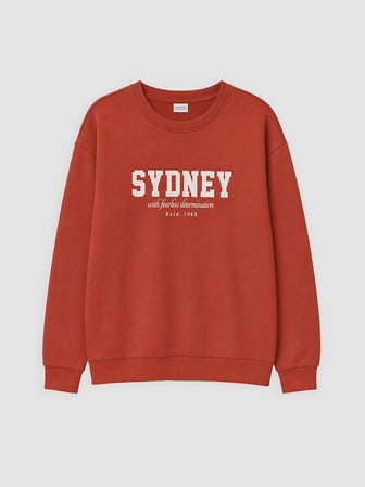 LCW Kids Kahverengi Bisiklet Yaka Sydney Baskılı Erkek Çocuk Sweatshirt