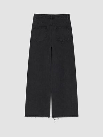 LCW Kids Siyah Wideleg Puantiyeli Kız Çocuk Jean Pantolon