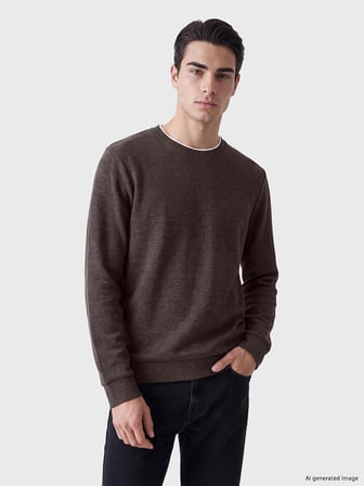 LCWAIKIKI Classic Kahverengi Bisiklet Yaka Erkek Sweatshirt