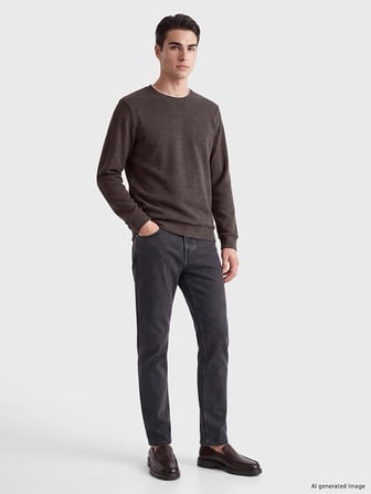 LCWAIKIKI Classic Kahverengi Bisiklet Yaka Erkek Sweatshirt