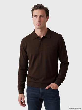 LCWAIKIKI Classic Kahverengi Polo Yaka Erkek Sweatshirt