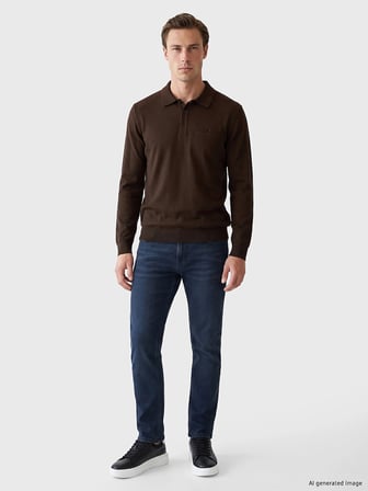 LCWAIKIKI Classic Kahverengi Polo Yaka Erkek Sweatshirt