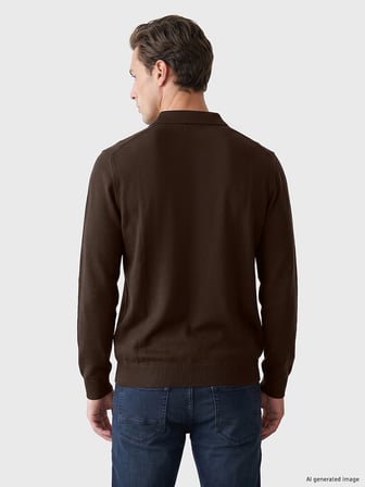 LCWAIKIKI Classic Kahverengi Polo Yaka Erkek Sweatshirt