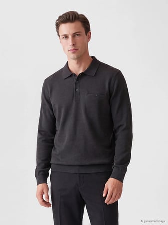 LCWAIKIKI Classic Haki Polo Yaka Erkek Sweatshirt