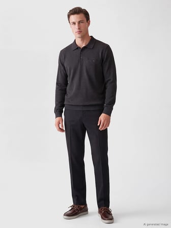 LCWAIKIKI Classic Haki Polo Yaka Erkek Sweatshirt