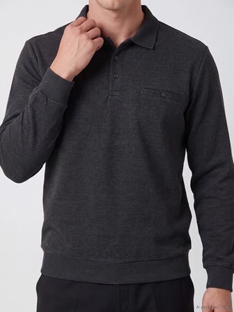LCWAIKIKI Classic Haki Polo Yaka Erkek Sweatshirt