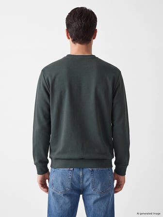 LCWAIKIKI Classic Haki Bisiklet Yaka Baskılı Erkek Kalın Sweatshirt