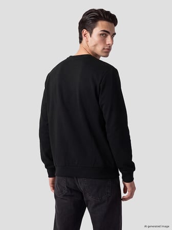 LCWAIKIKI Classic Siyah Bisiklet Yaka Baskılı Kalın Erkek Sweatshirt