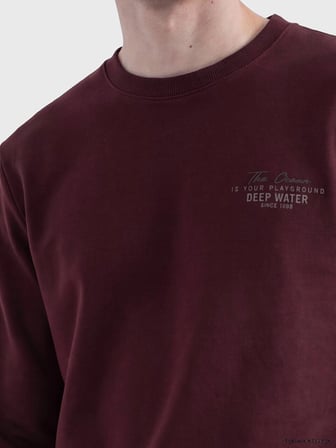 LCWAIKIKI Classic Mürdüm Bisiklet Yaka Baskılı Erkek Sweatshirt