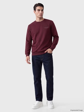 LCWAIKIKI Classic Gri Bisiklet Yaka Kalın Erkek Sweatshirt