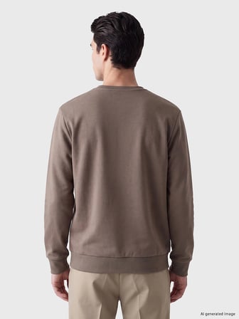 LCWAIKIKI Classic Kahverengi Bisiklet Yaka Erkek Kalın Sweatshirt
