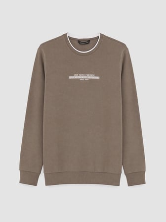 LCWAIKIKI Classic Kahverengi Bisiklet Yaka Erkek Kalın Sweatshirt
