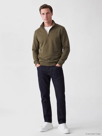 LCWAIKIKI Classic Haki Dik Yaka Erkek Kalın Sweatshirt