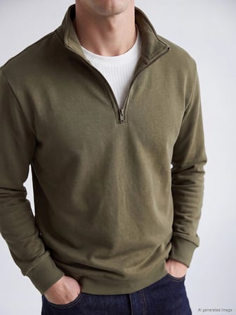 LCWAIKIKI Classic Haki Dik Yaka Erkek Kalın Sweatshirt