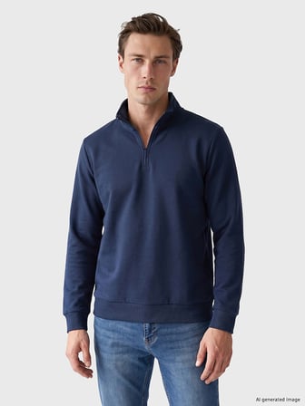 LCWAIKIKI Classic Lacivert Dik Yaka Erkek Kalın Sweatshirt