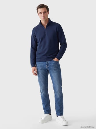LCWAIKIKI Classic Lacivert Dik Yaka Erkek Kalın Sweatshirt