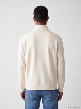 LCW Vision Bej Dik Yaka Baskılı Erkek Sweatshirt