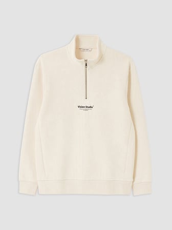 LCW Vision Bej Dik Yaka Baskılı Erkek Sweatshirt