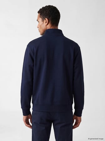 LCW Vision Lacivert Dik Yaka Baskılı Erkek Sweatshirt