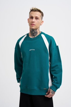 Erkek Born Again Sweatshirt Yağ Yeşili-Ekru