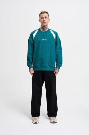 Erkek Born Again Sweatshirt Yağ Yeşili-Ekru