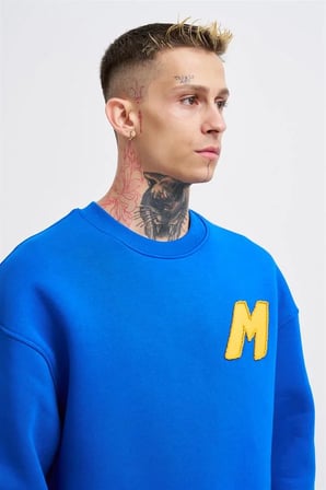 Erkek Bead Embrodered Sweatshirt Açık Mavi
