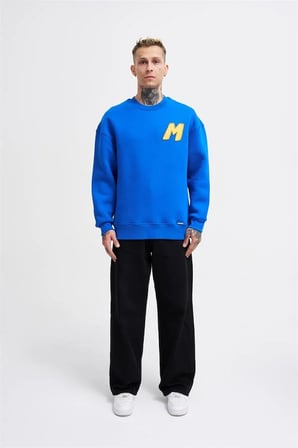 Erkek Bead Embrodered Sweatshirt Açık Mavi