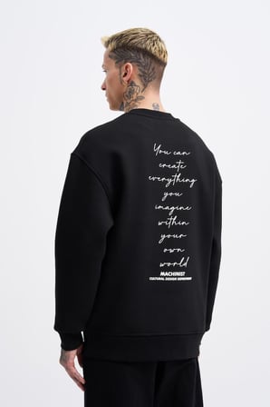 Erkek Carpet Embrodery Sweatshirt Siyah