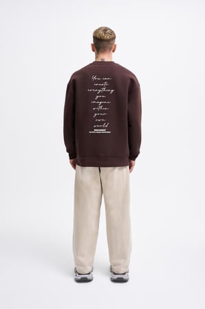 Erkek Carpet Embrodery Sweatshirt Koyu Kahverengi