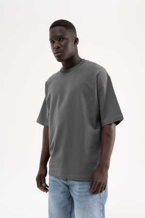 Erkek Basic Pamuklu Oversize Tişört Duman