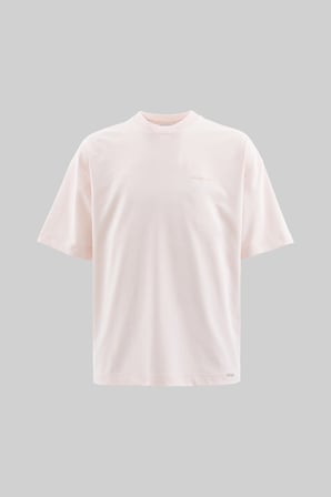 Erkek Basic Pamuklu Oversize Tişört Açık Pembe