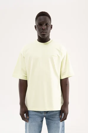 Erkek Basic Pamuklu Oversize Tişört Yeşil