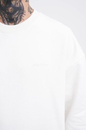 Erkek Basic Diagonal Swearshirt Ekru