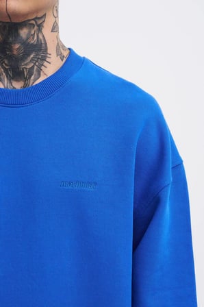 Erkek Basic Diagonal Swearshirt Açık Mavi