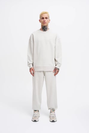 Erkek Basic Diagonal Swearshirt Uzay Grisi