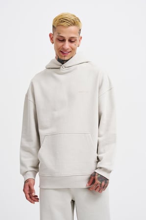 Erkek Basic Diagonel Kapüşonlu Sweatshirt Uzay Grisi