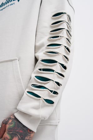 Erkek Rıpped Effects Sleeves Kapüşonlu Sweatshirt Uzay Grisi