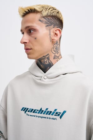 Erkek Rıpped Effects Sleeves Kapüşonlu Sweatshirt Uzay Grisi