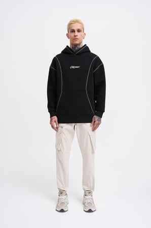 Erkek Straddie Hoodie Siyah