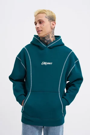 Erkek Straddie Hoodie Yağ Yeşili