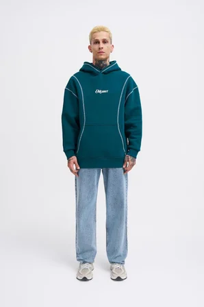 Erkek Straddie Hoodie Yağ Yeşili