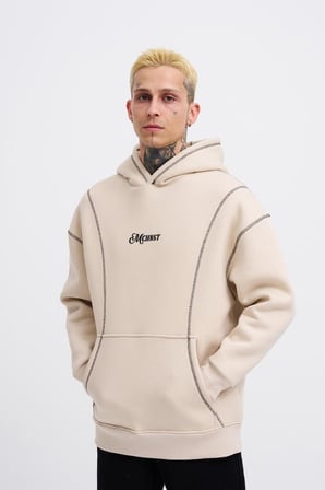 Erkek Straddie Hoodie Açık Bej