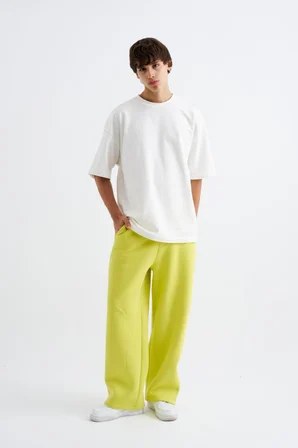 Erkek Oversize Baggy Eşofman Altı Neon Sarı
