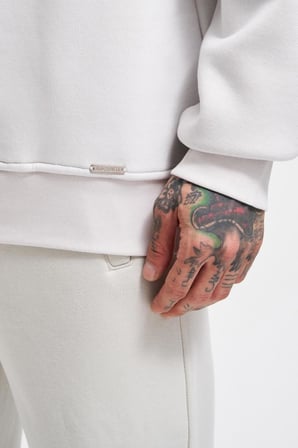 Erkek Basic Bisiklet Yaka Oversize Sweatshirt Uzay Grisi
