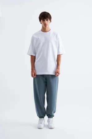 Erkek Relaxed Jogger Basic Eşofman Altı Mavi Duman