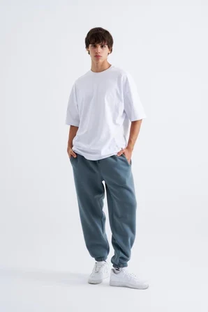 Erkek Relaxed Jogger Basic Eşofman Altı Mavi Duman